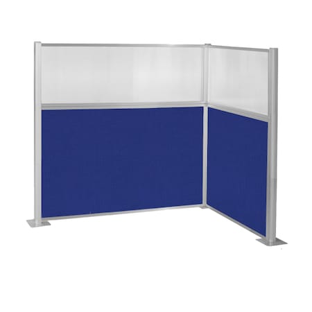 Versare Pre-Configured Hush Panel Cubicle (L Shape) 6' x 4' w/ Window Royal Blue Fabric 1859329